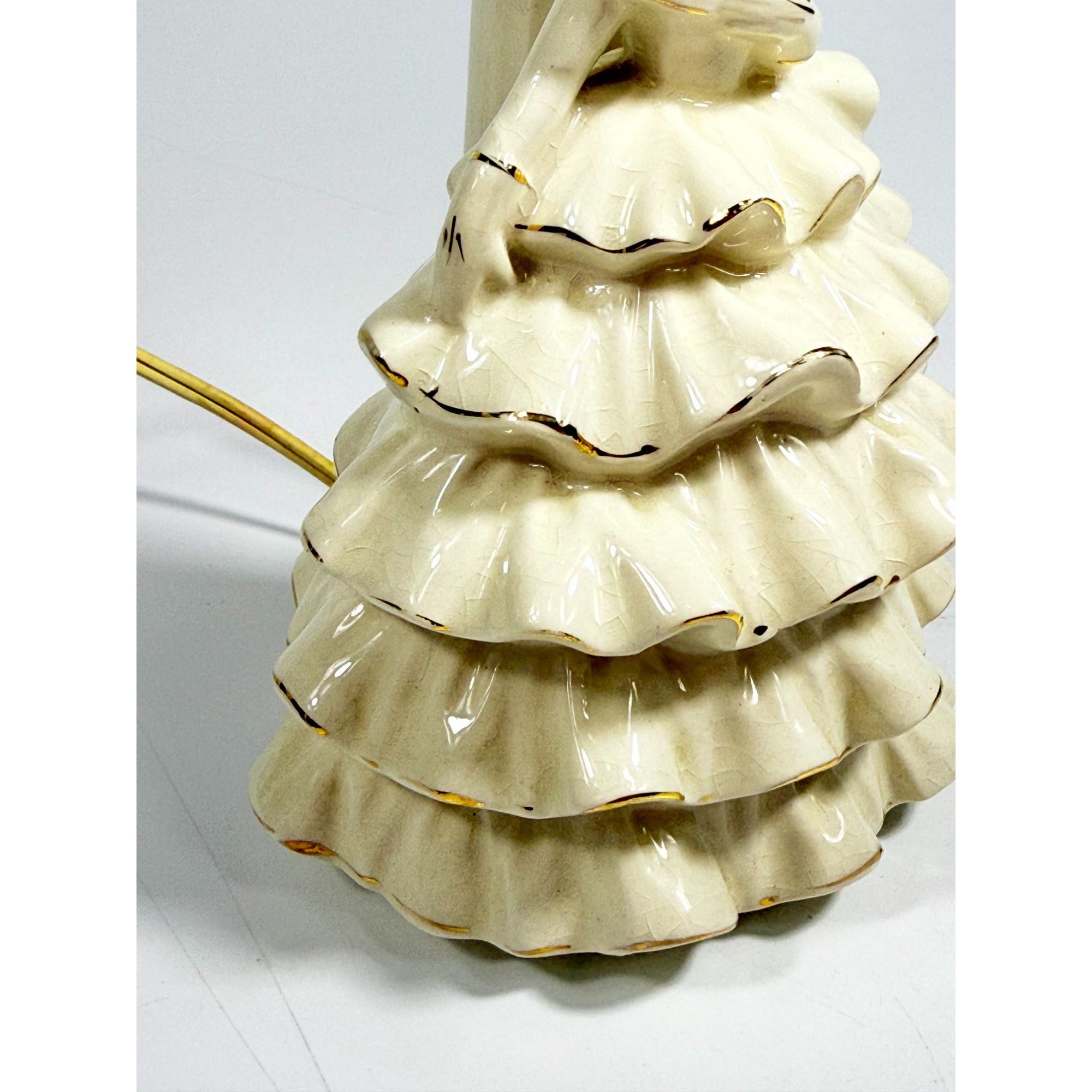 Porcelain Boudoir Table Small Night Light TV Television Lamp Southern Belle Girl Dress Victorian Coquette Girls Room Nursery Bathroom Japan