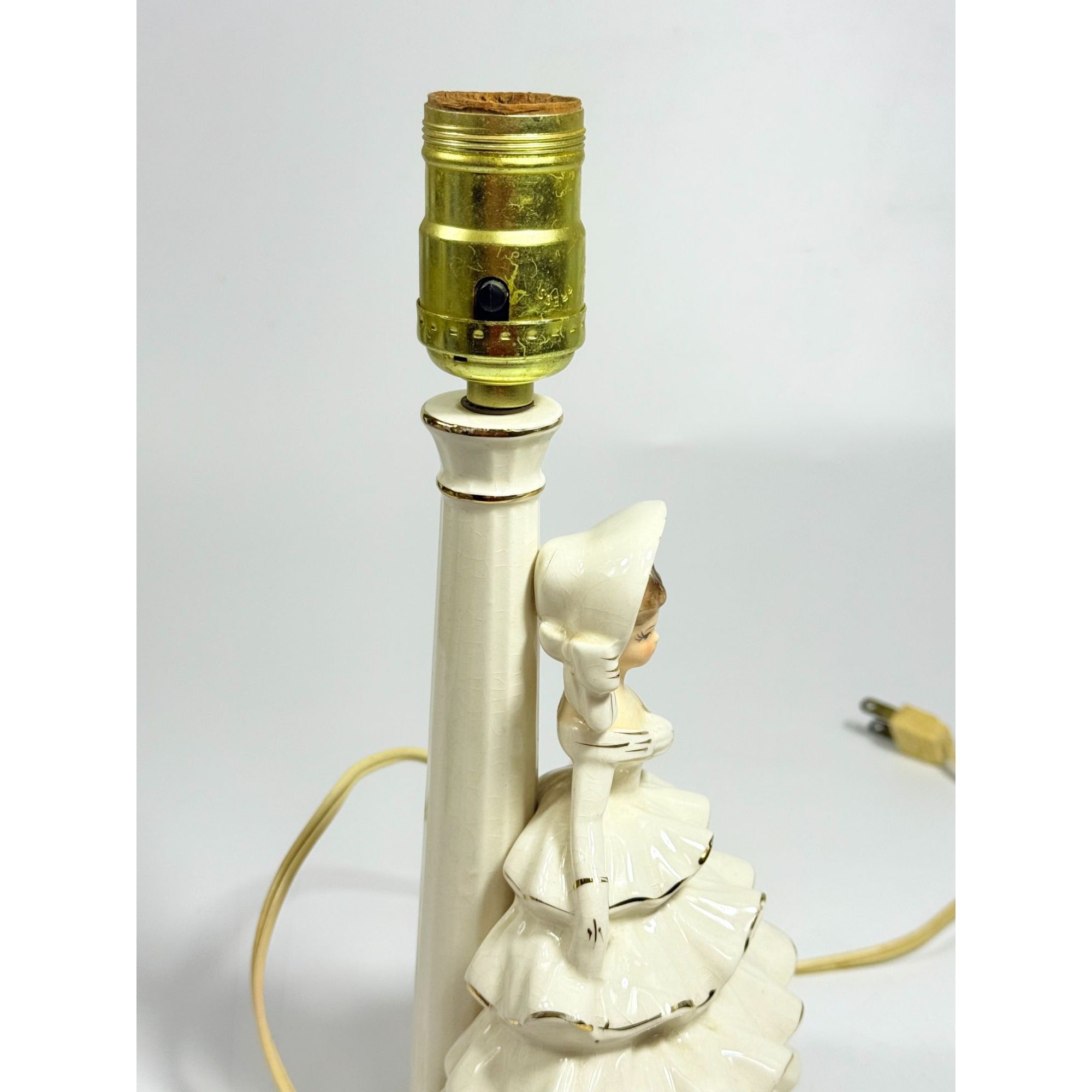 Porcelain Boudoir Table Small Night Light TV Television Lamp Southern Belle Girl Dress Victorian Coquette Girls Room Nursery Bathroom Japan