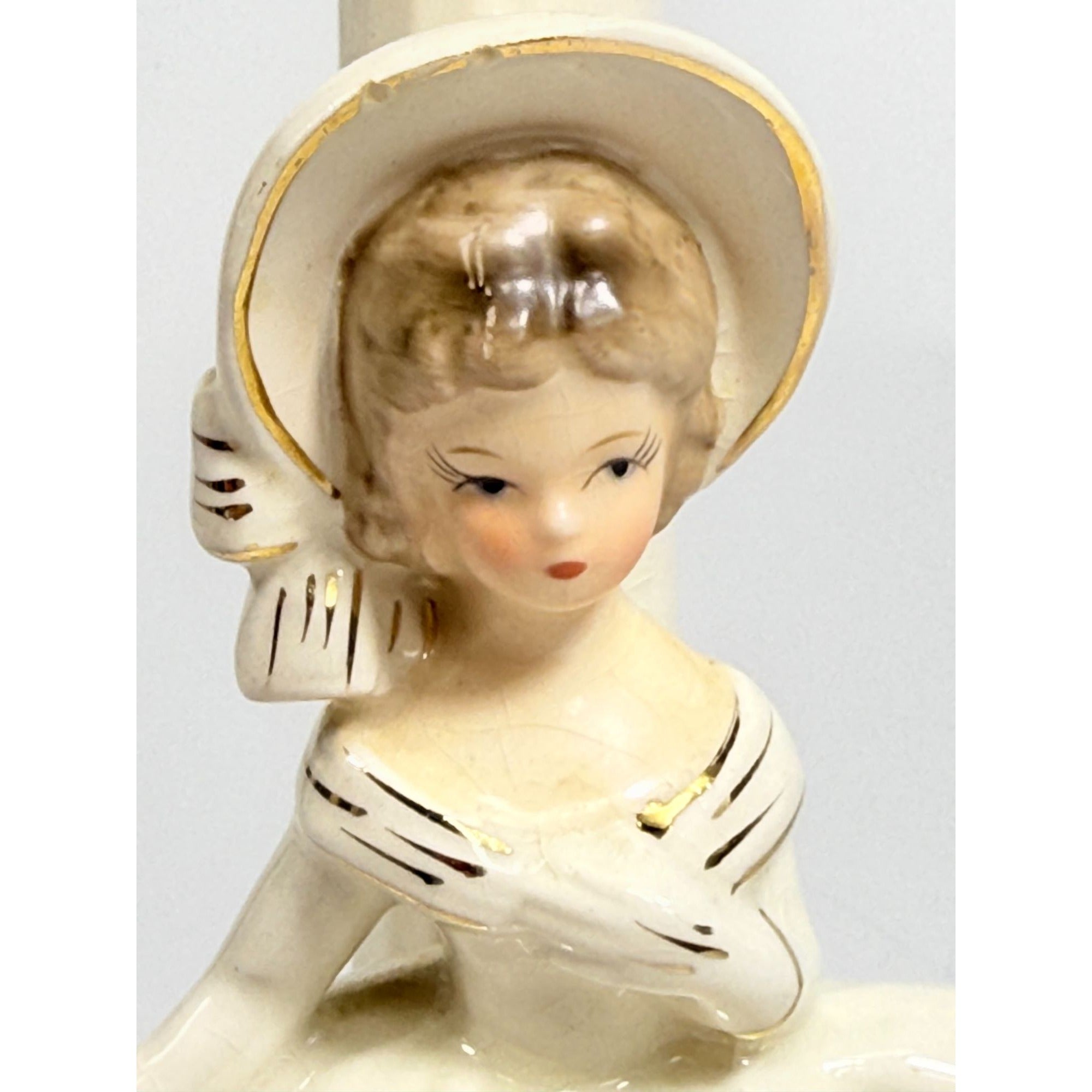 Porcelain Boudoir Table Small Night Light TV Television Lamp Southern Belle Girl Dress Victorian Coquette Girls Room Nursery Bathroom Japan