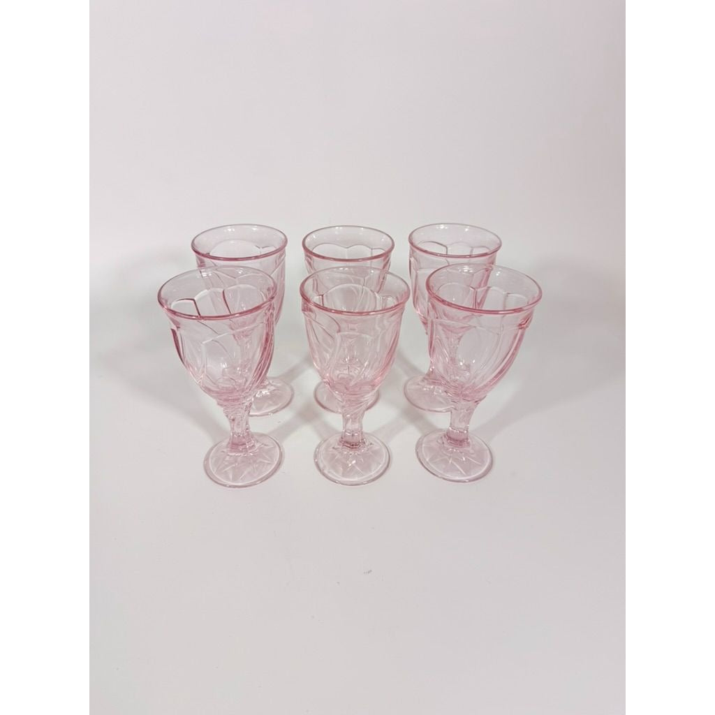 Noritake Pink Swirl Wine Goblets Set 6  Retired Replacement Glassware Stemware Barware Hostess Drinking Glasses