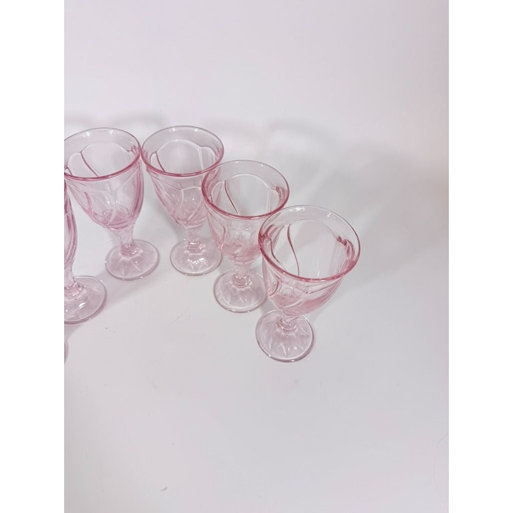 Noritake Pink Swirl Wine Goblets Set 6  Retired Replacement Glassware Stemware Barware Hostess Drinking Glasses