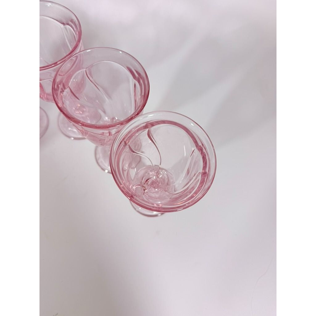 Noritake Pink Swirl Wine Goblets Set 6  Retired Replacement Glassware Stemware Barware Hostess Drinking Glasses