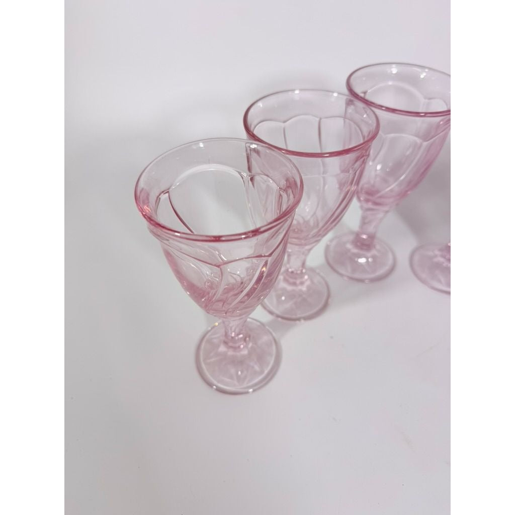 Noritake Pink Swirl Wine Goblets Set 6  Retired Replacement Glassware Stemware Barware Hostess Drinking Glasses