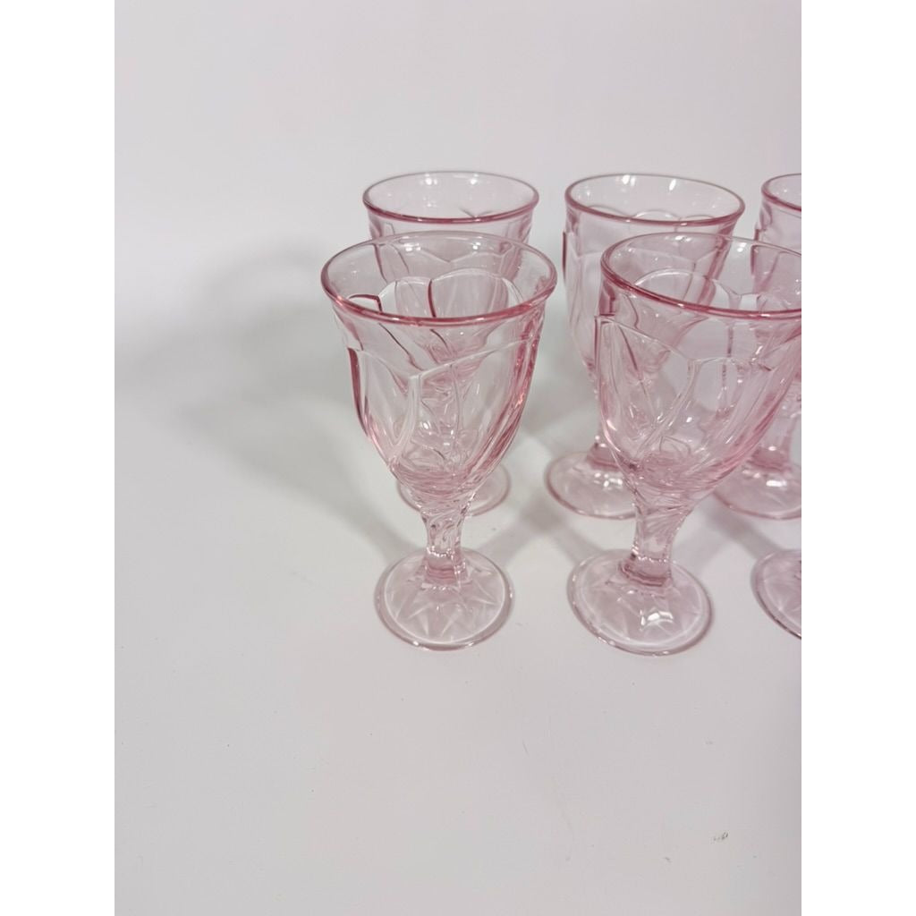 Noritake Pink Swirl Wine Goblets Set 6  Retired Replacement Glassware Stemware Barware Hostess Drinking Glasses