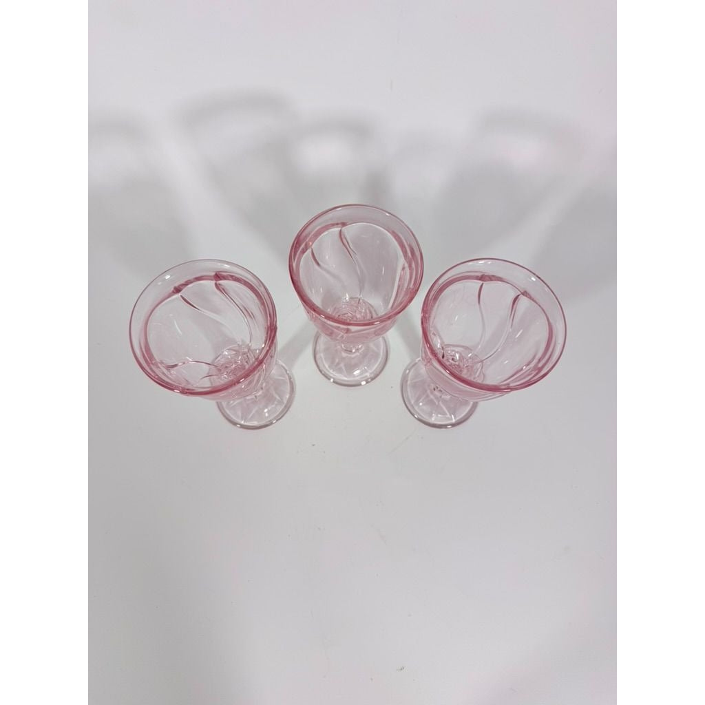 Noritake Pink Swirl Wine Goblets Set 6  Retired Replacement Glassware Stemware Barware Hostess Drinking Glasses