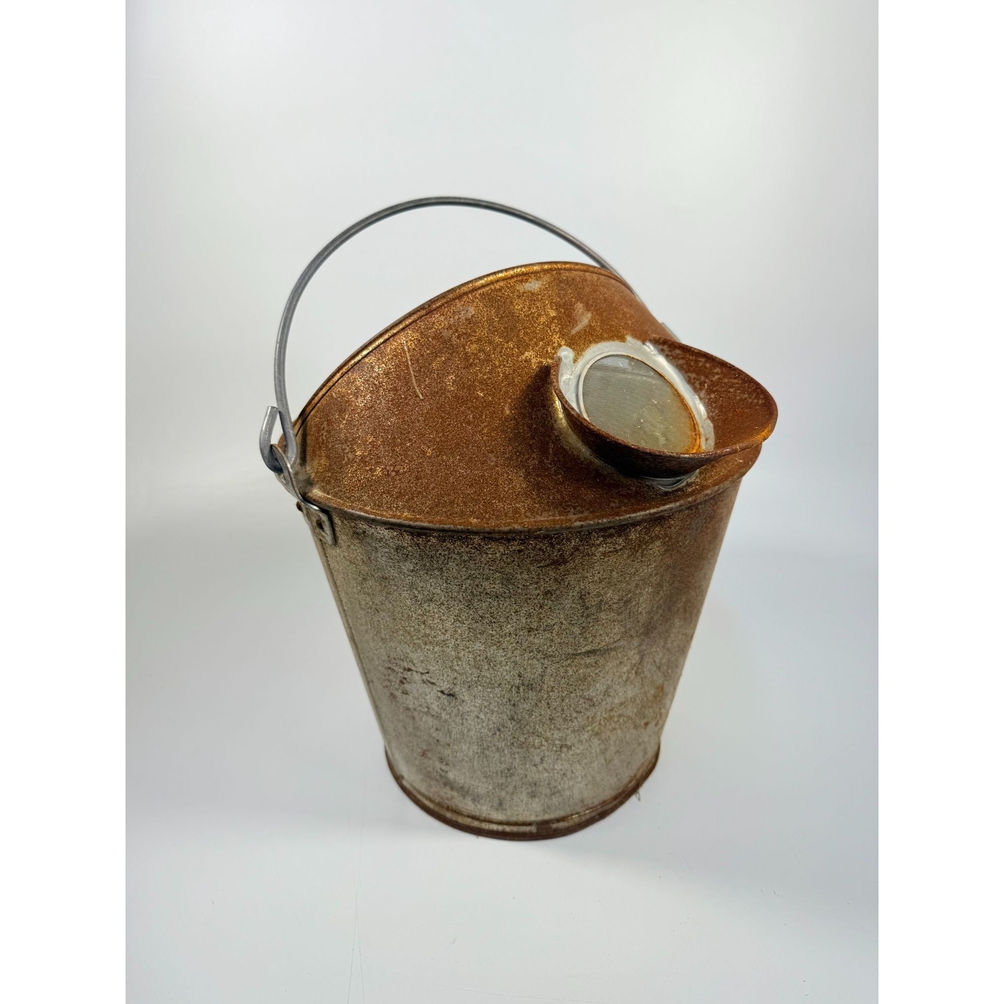 Milk Bucket W/ Screen Spout - 3-4 Gallon Vintage Farmhouse Primitive Country Cottage Granny Core Home Porch Decor Rusty Flower Planter