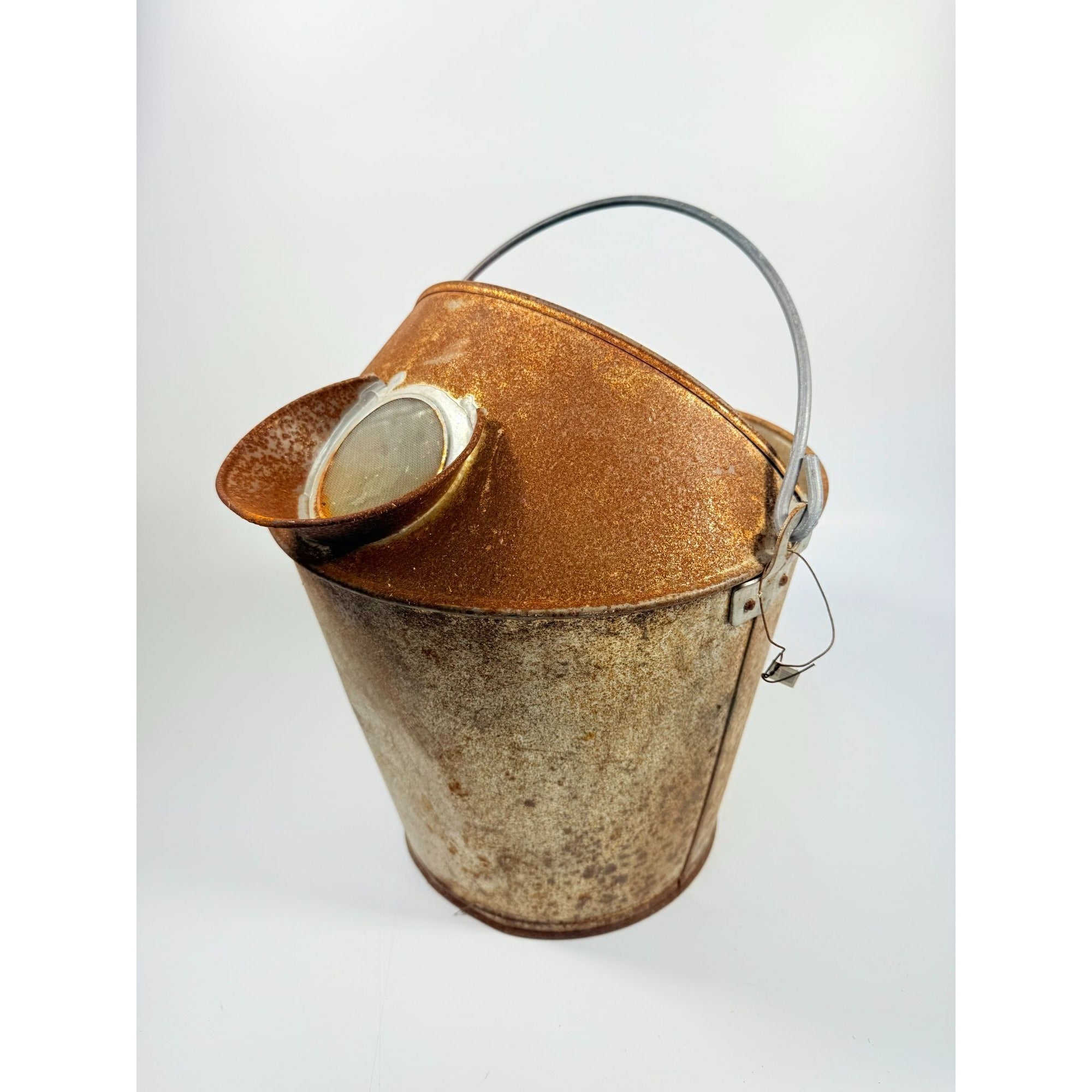 Milk Bucket W/ Screen Spout - 3-4 Gallon Vintage Farmhouse Primitive Country Cottage Granny Core Home Porch Decor Rusty Flower Planter