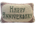 Vintage Tapestry Throw Pillow | Happy Anniversary | Pink Green