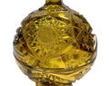Vintage Amber Glass Kemple Wheaton Hobstar & Fan Compote Candy Dish w/ Lid