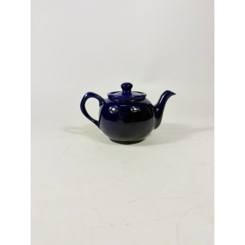 Mini Teapot Coffee Pot Marine Navy Blue Small Ceramic Glazed Pottery Stoneware Restaurant  Cottage Granny Core Collectable Vintage