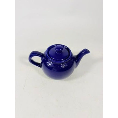 Mini Teapot Coffee Pot Marine Navy Blue Small Ceramic Glazed Pottery Stoneware Restaurant  Cottage Granny Core Collectable Vintage