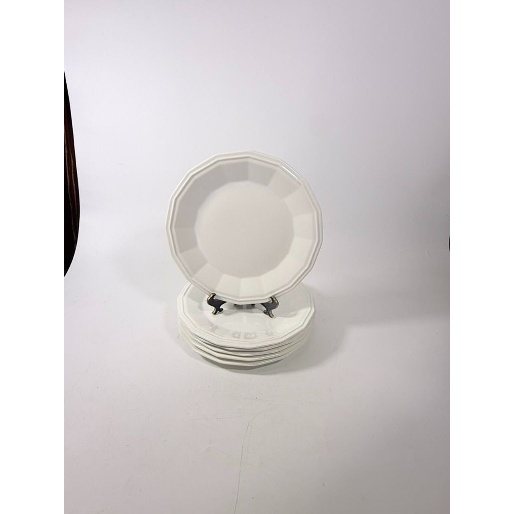 Ironstone Dinner Plates Homer Laughlin White Dover Set 6 Stoneware Traditional Replacement China Vintage