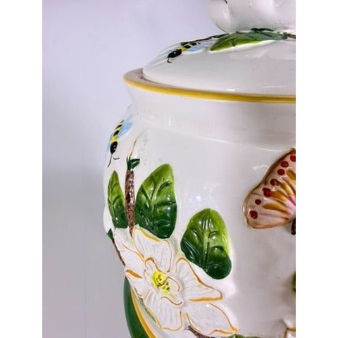 Beverage Dispenser Water Tea CBK Ltd Magnolia Bees Flowers Hand Painted Ceramic Vintage Lemonade Hostess Party Metal Stand Southern