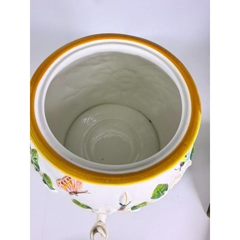 Beverage Dispenser Water Tea CBK Ltd Magnolia Bees Flowers Hand Painted Ceramic Vintage Lemonade Hostess Party Metal Stand Southern