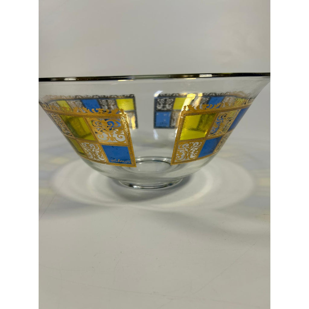 Glass Serving Bowl Culver Rivera 22 KT Gold Vintage Mid Century Yellow Green Retro Serveware Replacement Dining Hostess Gift