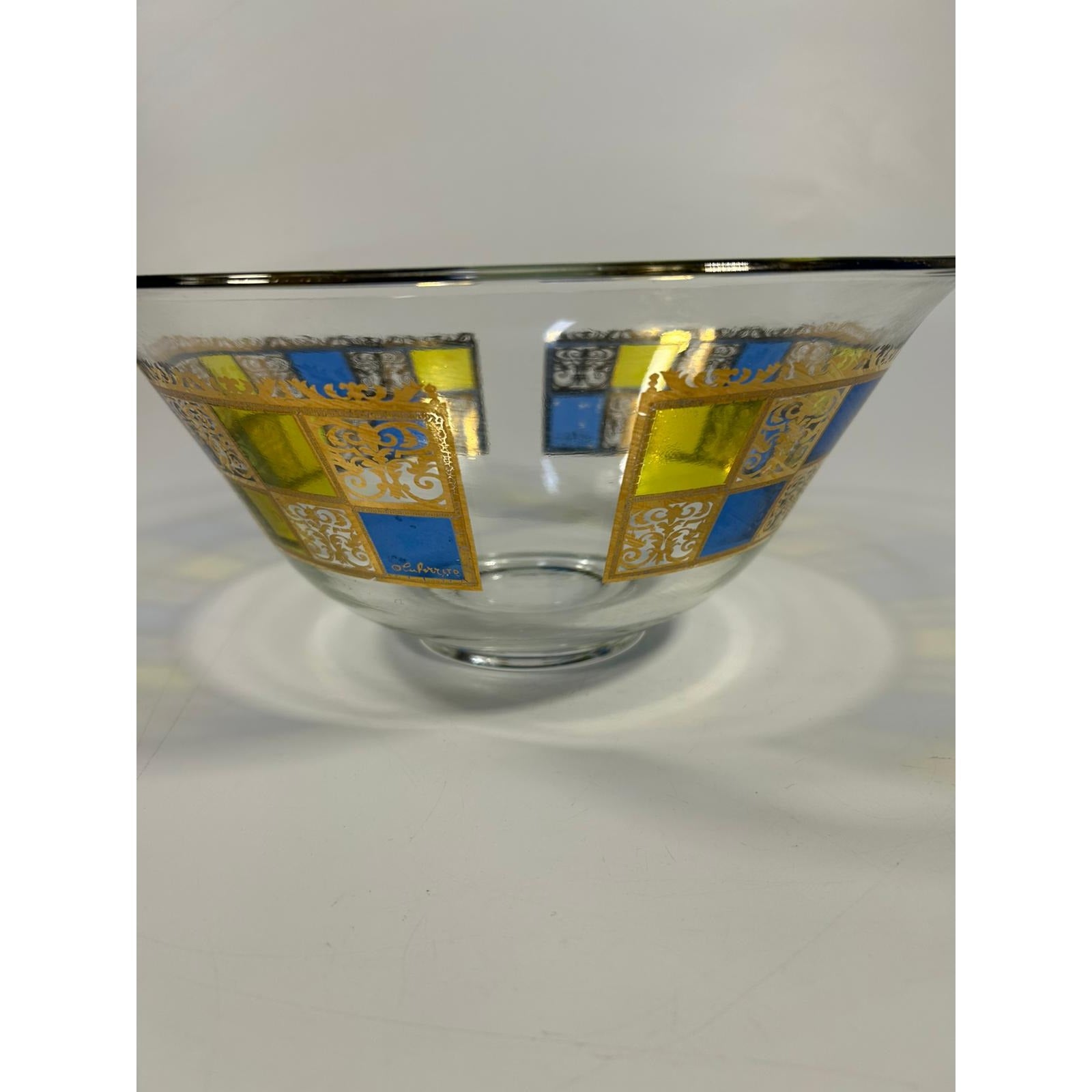 Glass Serving Bowl Culver Rivera 22 KT Gold Vintage Mid Century Yellow Green Retro Serveware Replacement Dining Hostess Gift