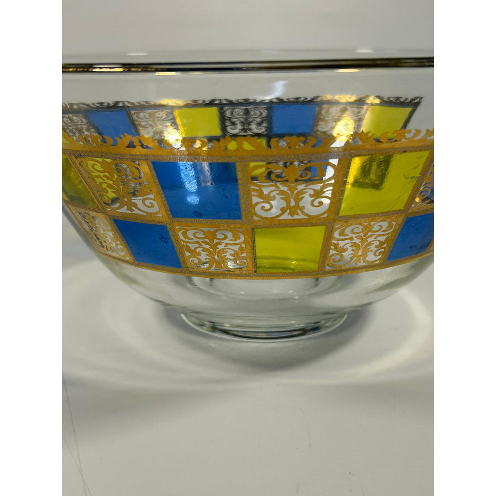 Glass Serving Bowl Culver Rivera 22 KT Gold Vintage Mid Century Yellow Green Retro Serveware Replacement Dining Hostess Gift