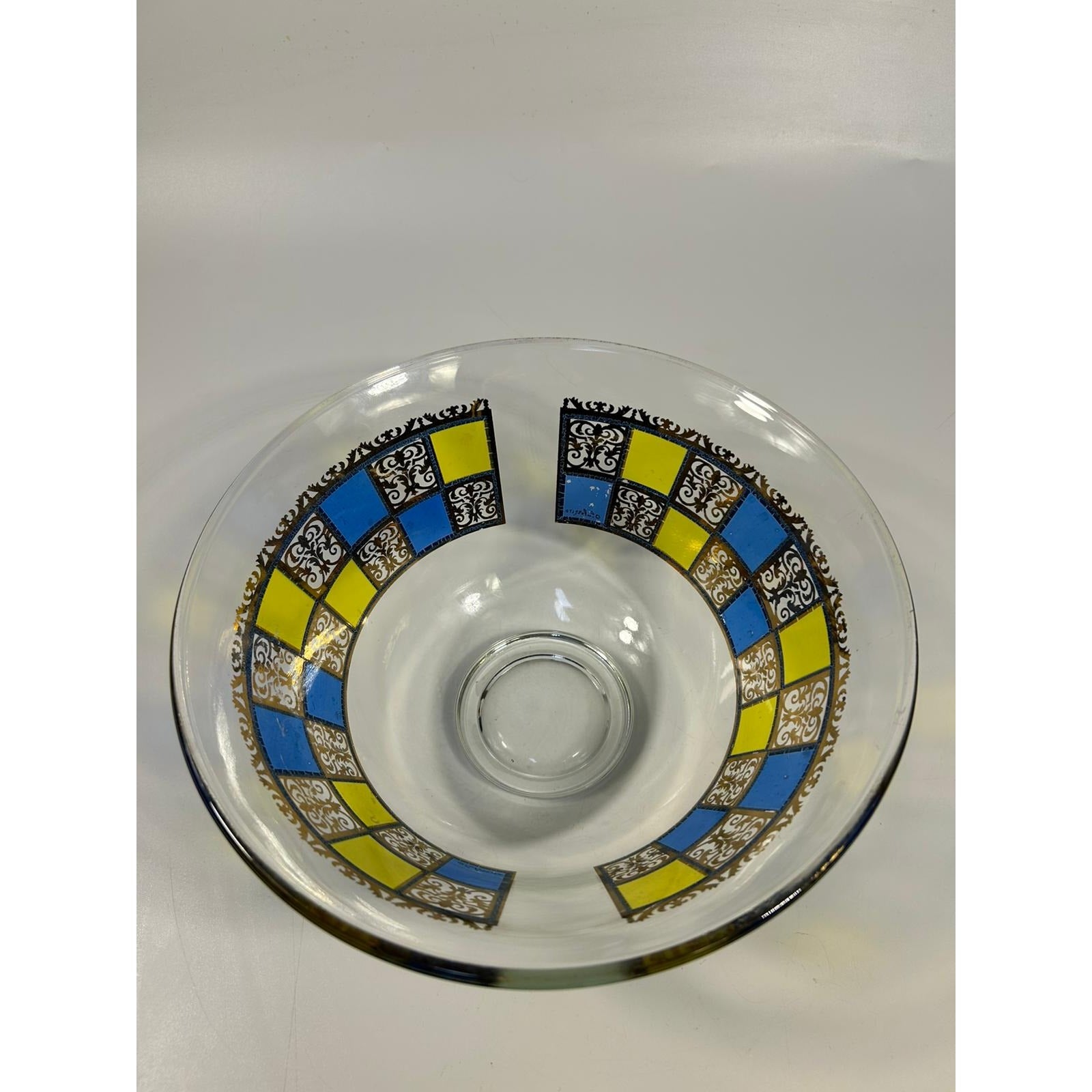 Glass Serving Bowl Culver Rivera 22 KT Gold Vintage Mid Century Yellow Green Retro Serveware Replacement Dining Hostess Gift