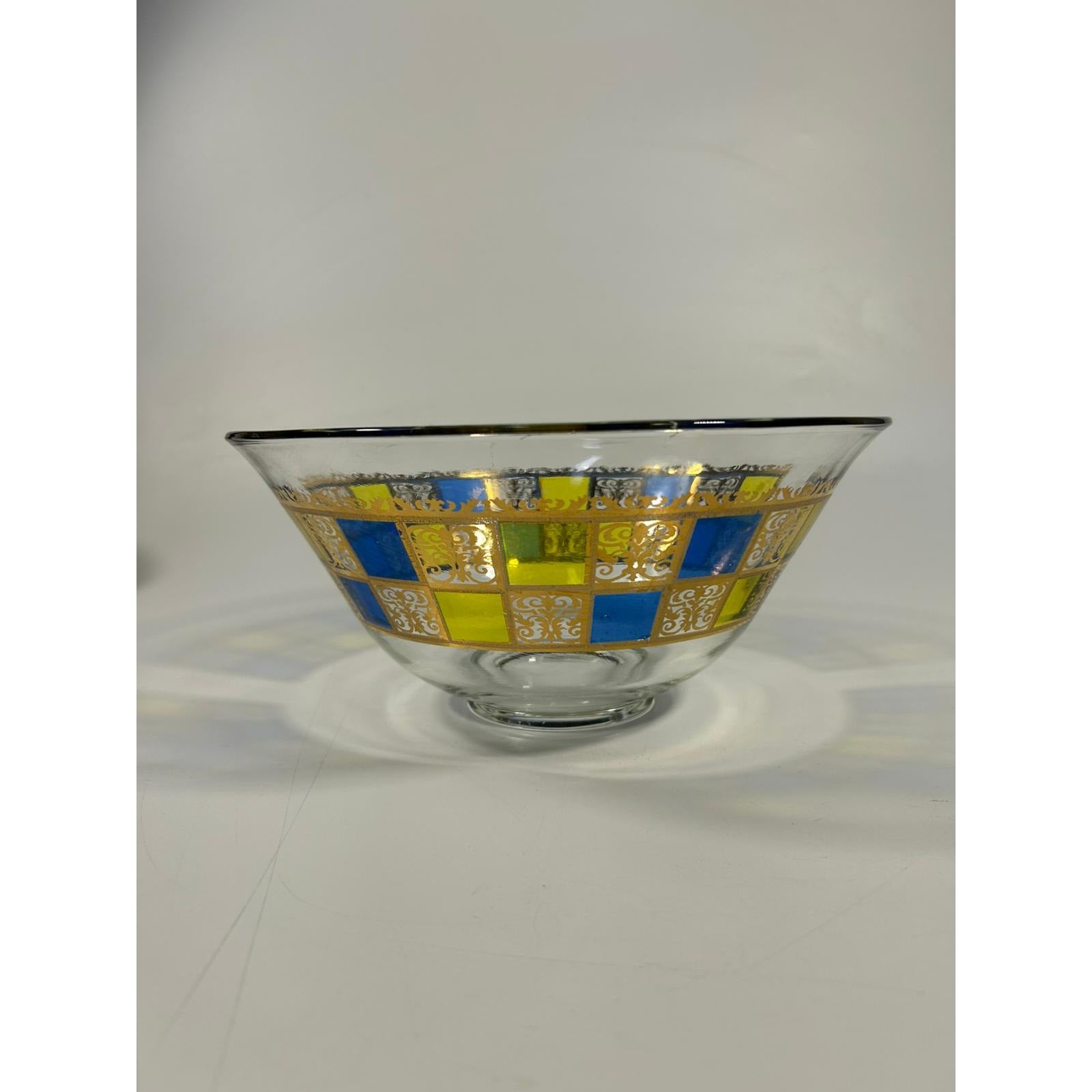 Glass Serving Bowl Culver Rivera 22 KT Gold Vintage Mid Century Yellow Green Retro Serveware Replacement Dining Hostess Gift