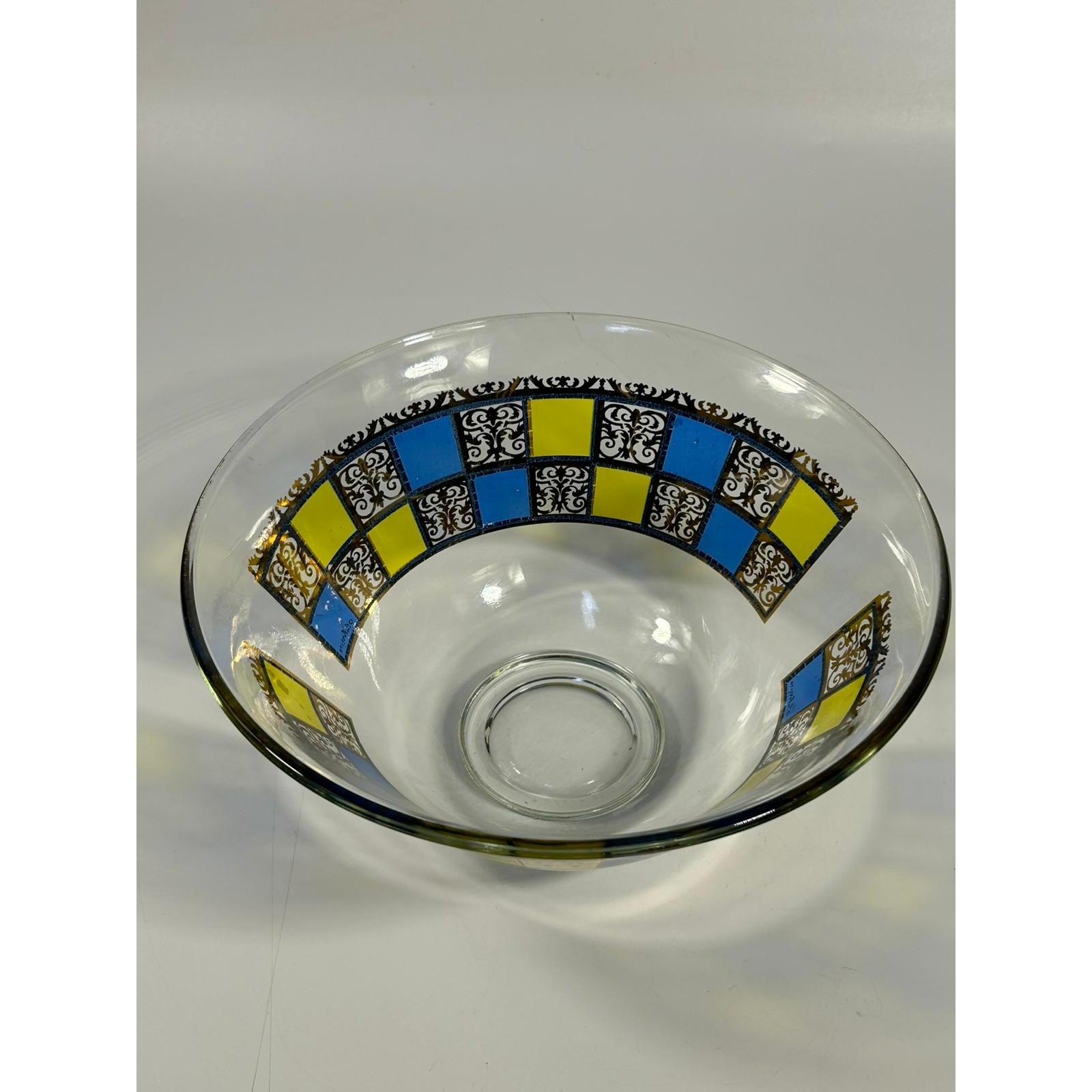 Glass Serving Bowl Culver Rivera 22 KT Gold Vintage Mid Century Yellow Green Retro Serveware Replacement Dining Hostess Gift