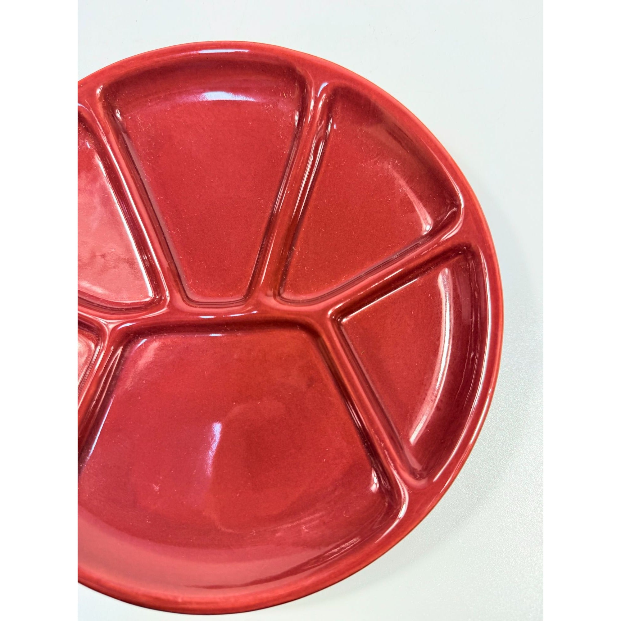 Williams Sonoma Varages Fondue Appetizer Divided Plates 8" Burgandy Set 6 | Replacement China Ceramic Porcelain Belvedere Pomegrante Vintage