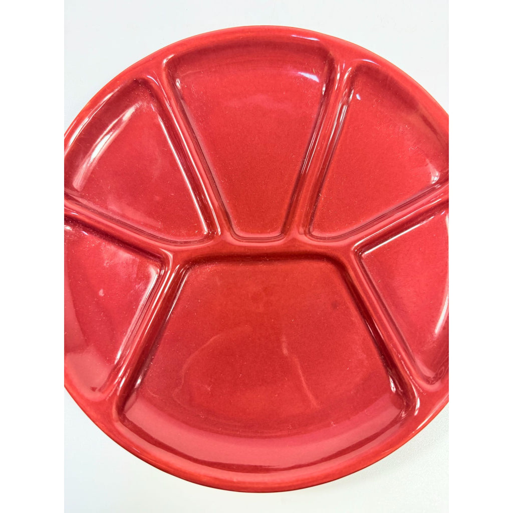Williams Sonoma Varages Fondue Appetizer Divided Plates 8" Burgandy Set 6 | Replacement China Ceramic Porcelain Belvedere Pomegrante Vintage