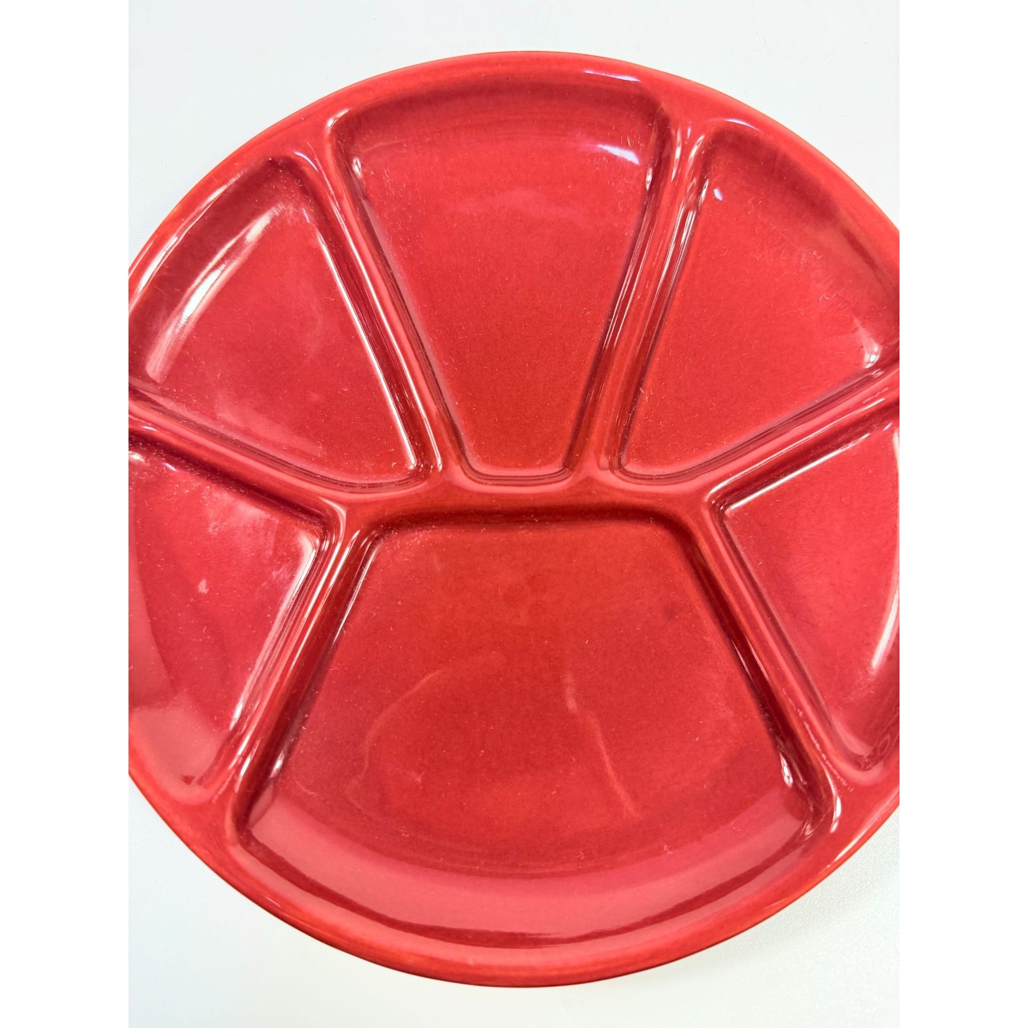 Williams Sonoma Varages Fondue Appetizer Divided Plates 8" Burgandy Set 6 | Replacement China Ceramic Porcelain Belvedere Pomegrante Vintage