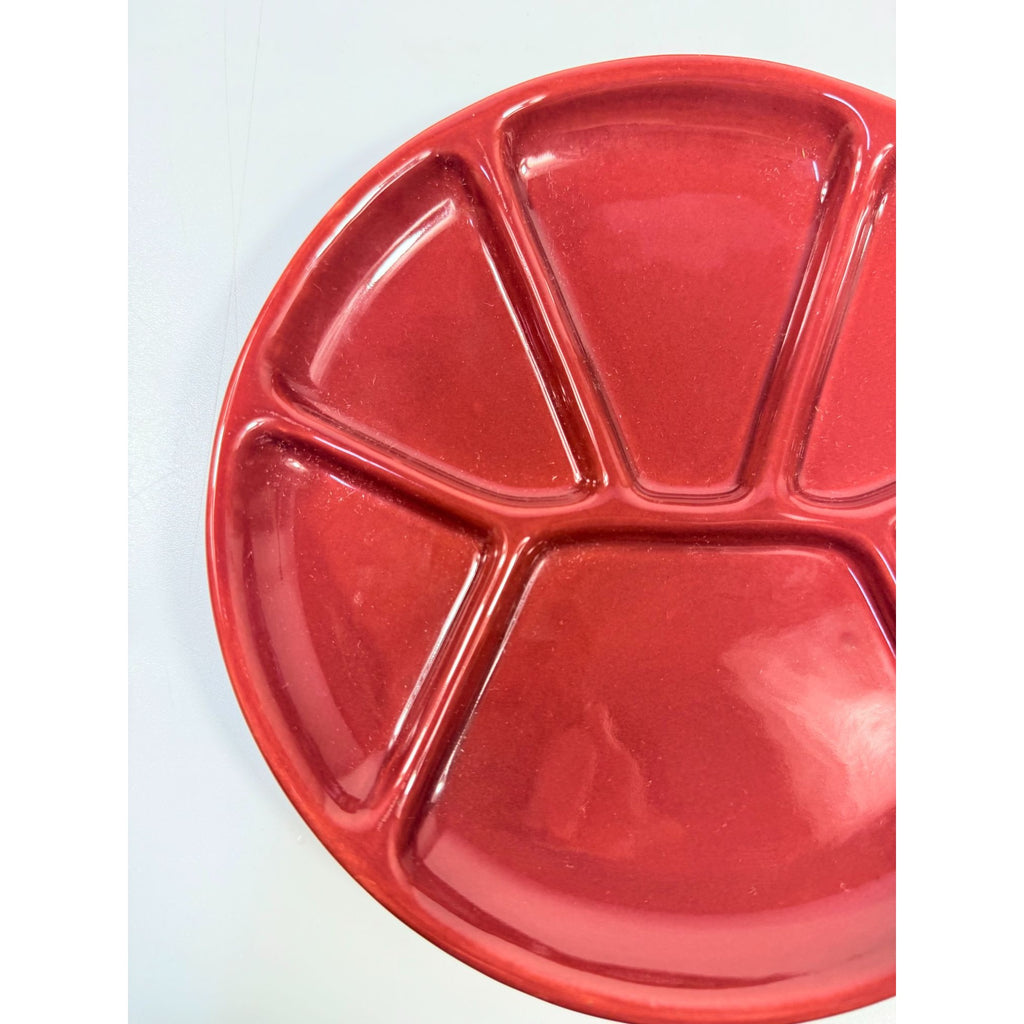 Williams Sonoma Varages Fondue Appetizer Divided Plates 8" Burgandy Set 6 | Replacement China Ceramic Porcelain Belvedere Pomegrante Vintage