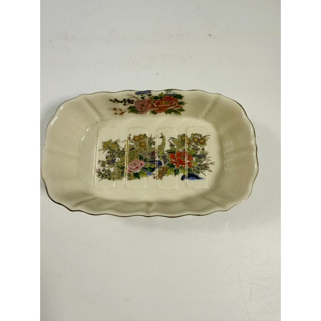 Bathroom Set Cup Soap Holder Kutani Japanese Peacock Chrysanthemum Imperial Japan Hand Painted Okura Oriental Sink Decor Vintage