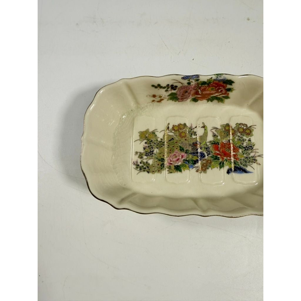 Bathroom Set Cup Soap Holder Kutani Japanese Peacock Chrysanthemum Imperial Japan Hand Painted Okura Oriental Sink Decor Vintage