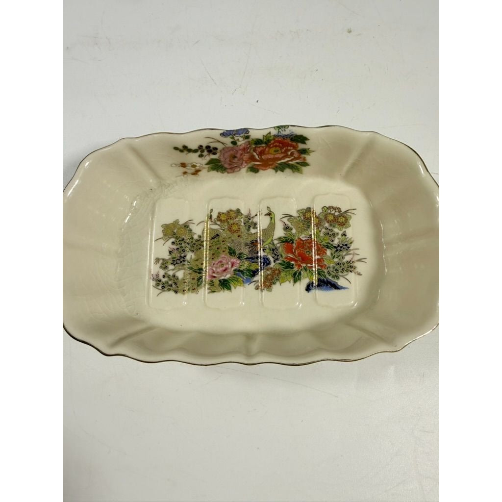 Bathroom Set Cup Soap Holder Kutani Japanese Peacock Chrysanthemum Imperial Japan Hand Painted Okura Oriental Sink Decor Vintage