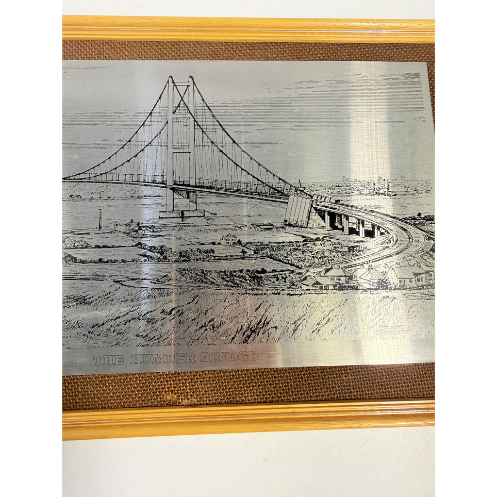 Wall Art Metal Etching Humber Bridge Stuart Garland England Travel Souvenir Travel Suspension Office Home Decor Collectible