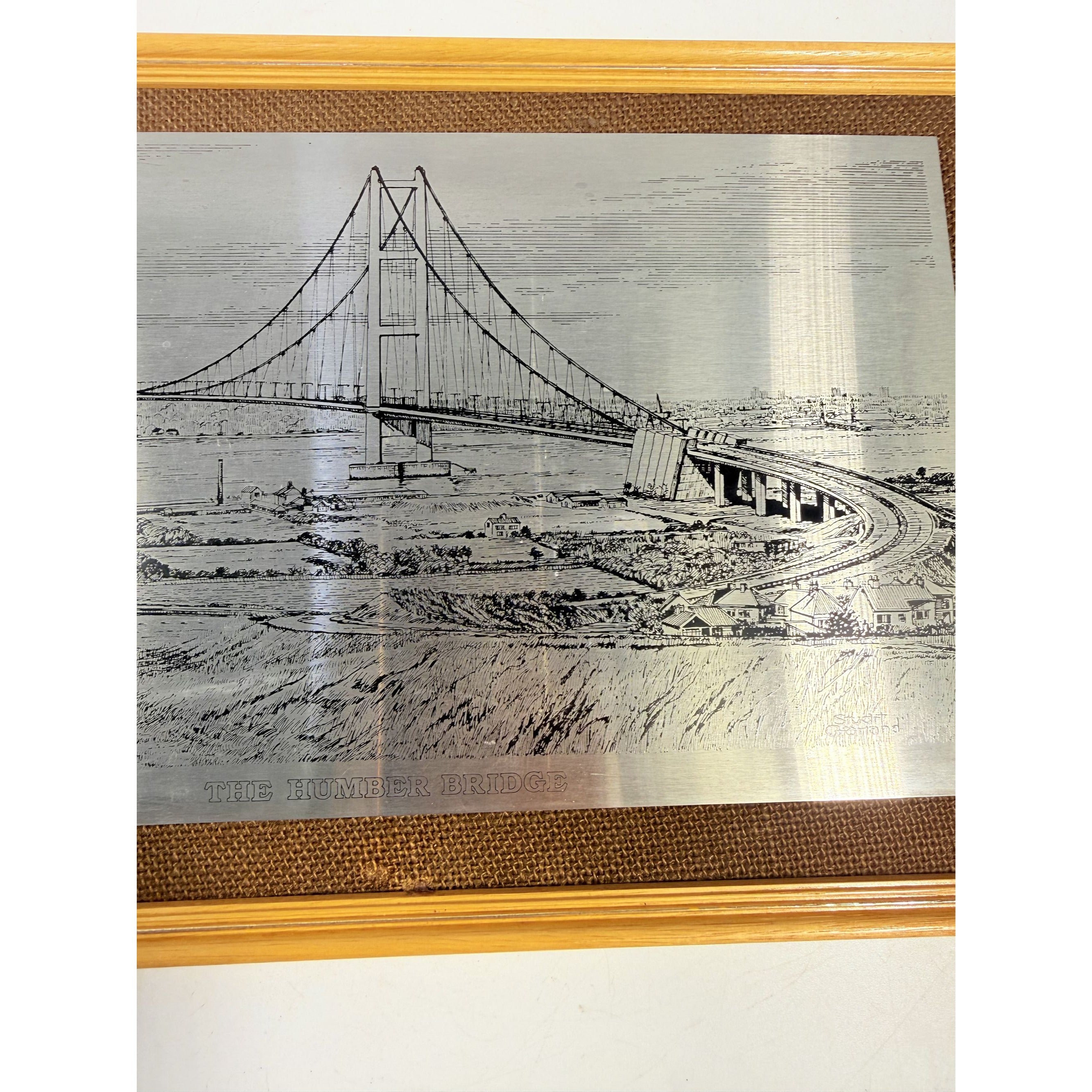 Wall Art Metal Etching Humber Bridge Stuart Garland England Travel Souvenir Travel Suspension Office Home Decor Collectible