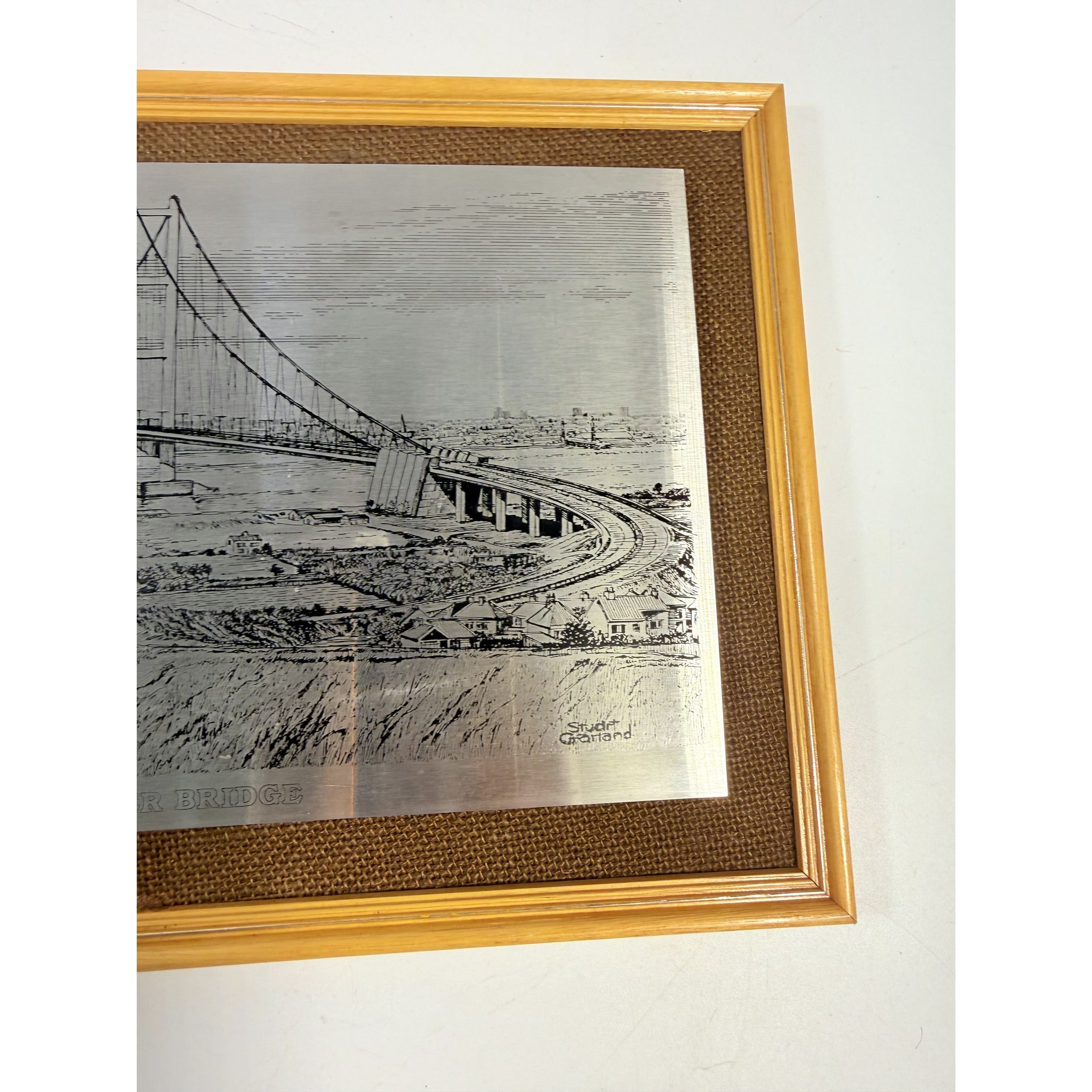 Wall Art Metal Etching Humber Bridge Stuart Garland England Travel Souvenir Travel Suspension Office Home Decor Collectible