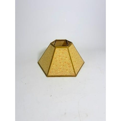Hurricane Lamp Shade Sexagon Mid Century Lampshades Fabric Chintz Floral Chimney Fitter 6 sided Oil Lamp Vintage Flowers Gold Trim Handmade