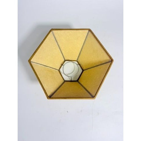Hurricane Lamp Shade Sexagon Mid Century Lampshades Fabric Chintz Floral Chimney Fitter 6 sided Oil Lamp Vintage Flowers Gold Trim Handmade