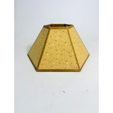 Hurricane Lamp Shade Sexagon Mid Century Lampshades Fabric Chintz Floral Chimney Fitter 6 sided Oil Lamp Vintage Flowers Gold Trim Handmade