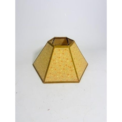 Hurricane Lamp Shade Sexagon Mid Century Lampshades Fabric Chintz Floral Chimney Fitter 6 sided Oil Lamp Vintage Flowers Gold Trim Handmade