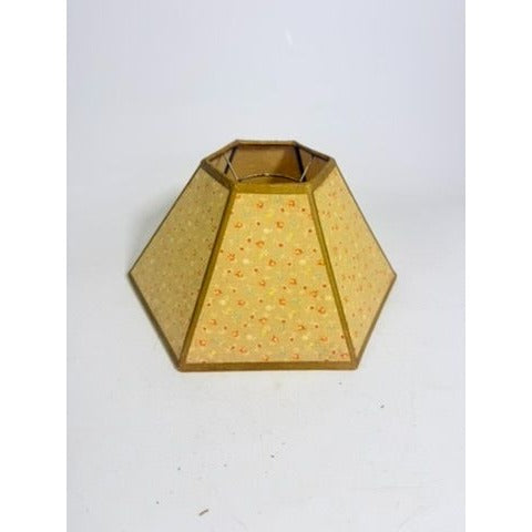 Hurricane Lamp Shade Sexagon Mid Century Lampshades Fabric Chintz Floral Chimney Fitter 6 sided Oil Lamp Vintage Flowers Gold Trim Handmade