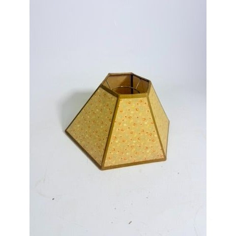 Hurricane Lamp Shade Sexagon Mid Century Lampshades Fabric Chintz Floral Chimney Fitter 6 sided Oil Lamp Vintage Flowers Gold Trim Handmade