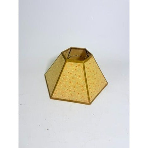 Hurricane Lamp Shade Sexagon Mid Century Lampshades Fabric Chintz Floral Chimney Fitter 6 sided Oil Lamp Vintage Flowers Gold Trim Handmade