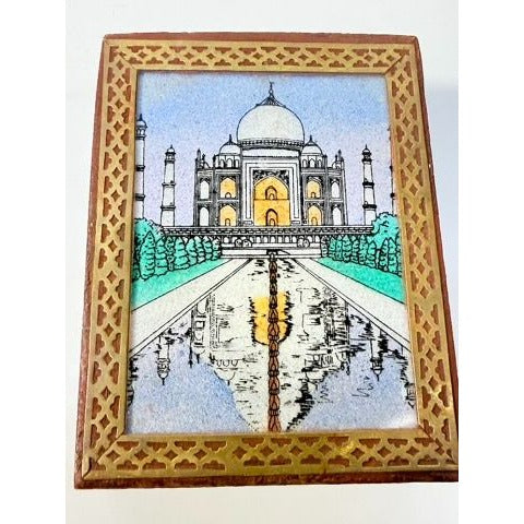 Inlay Wood Trinket Ring Souvenir Box Taj Mahal Wooden Sand Art Agra Traditional Ethnic Indian India Velvet Lined Home Decor Decorative