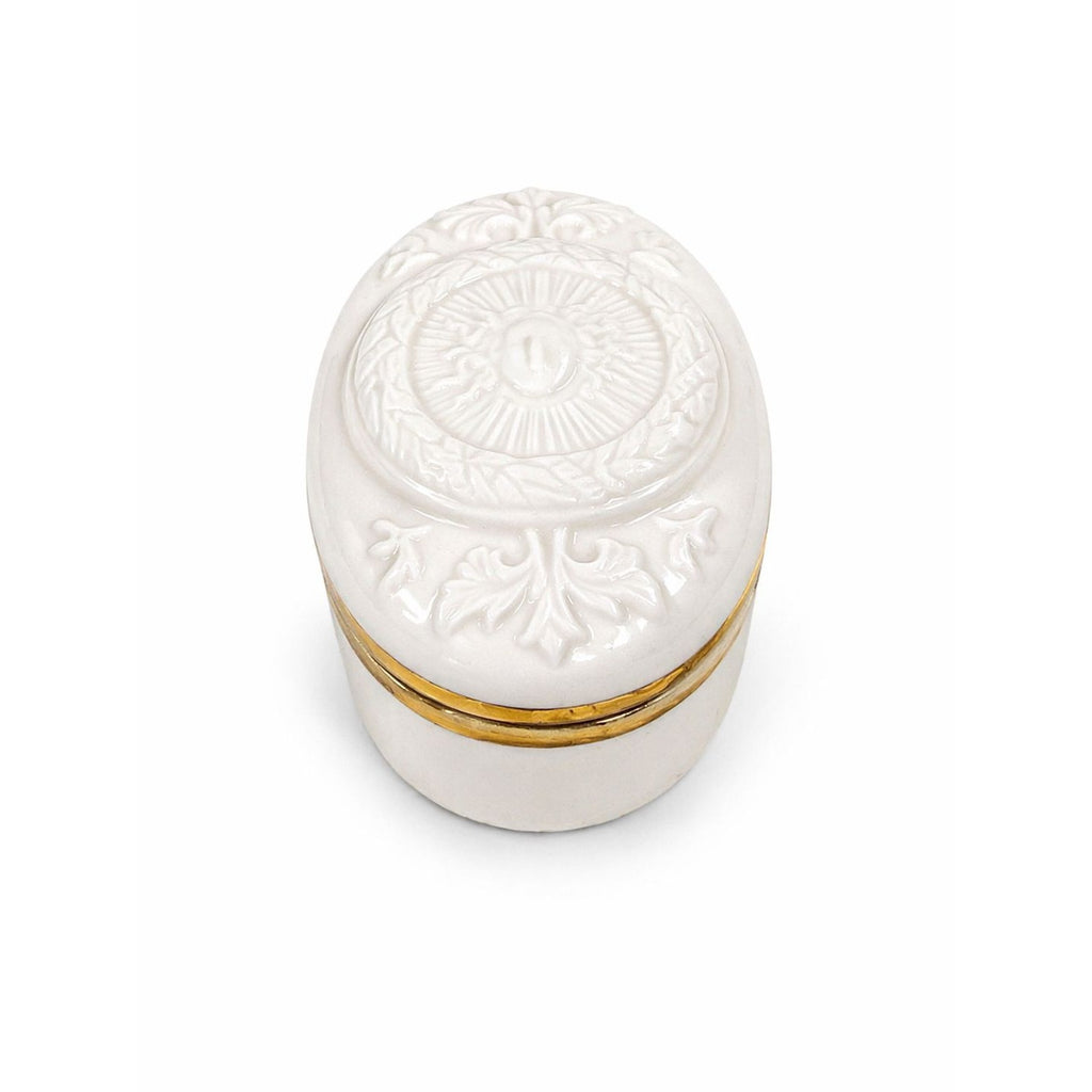 Trinket Jewelry Box White Porcelain Sun King Palais De Versailles French Elizabeth Arden Made in Japan Vintage Vanity Bedside Table Boudoir