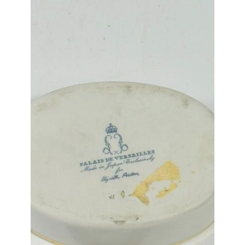 Trinket Jewelry Box White Porcelain Sun King Palais De Versailles French Elizabeth Arden Made in Japan Vintage Vanity Bedside Table Boudoir