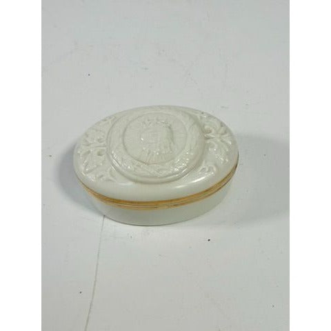 Trinket Jewelry Box White Porcelain Sun King Palais De Versailles French Elizabeth Arden Made in Japan Vintage Vanity Bedside Table Boudoir
