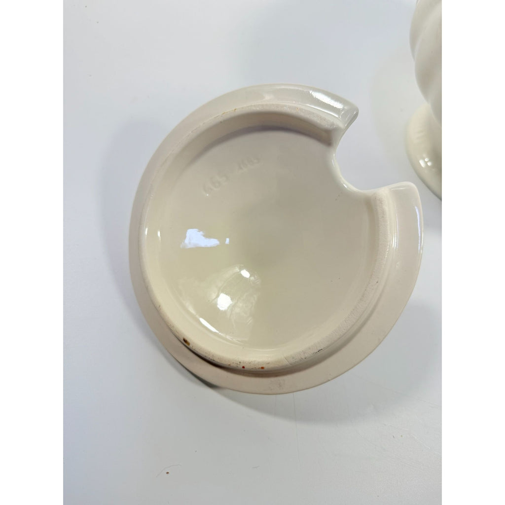 Ironstone Soup Tureen with Landle California US Pottery Vintage White Ceramic Mid Century  Footed Large Bowl Three Piece Set Holiday Serving