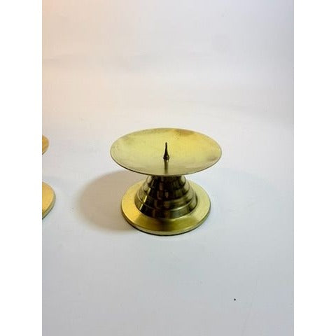 Lacquered Brass Pillar Candle Holders Pair Set 2 Gold Table Home Decor India Vintage Wedding Traditional Classic