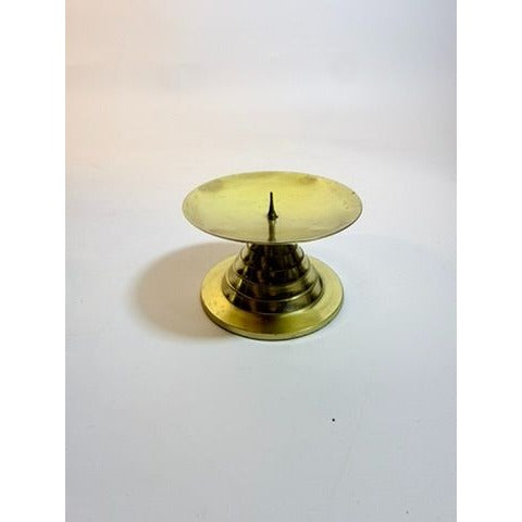 Lacquered Brass Pillar Candle Holders Pair Set 2 Gold Table Home Decor India Vintage Wedding Traditional Classic