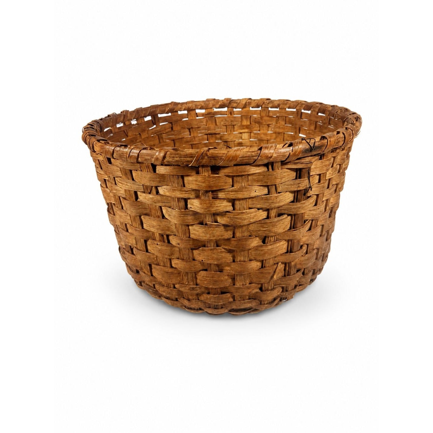 Basket Antique Splint Oak Woven Cotten Harvest Picking North Carolina Handmade Rustic Farmhouse Primitive Cottage Granny Core