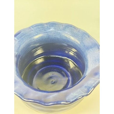 Jardiniere Flower Pot Planter Centerpiece Bowl Vase Pottery Cobalt Blue -Hand Thrown Studio Art Glaze -  Vance Dunn Chatham County NC